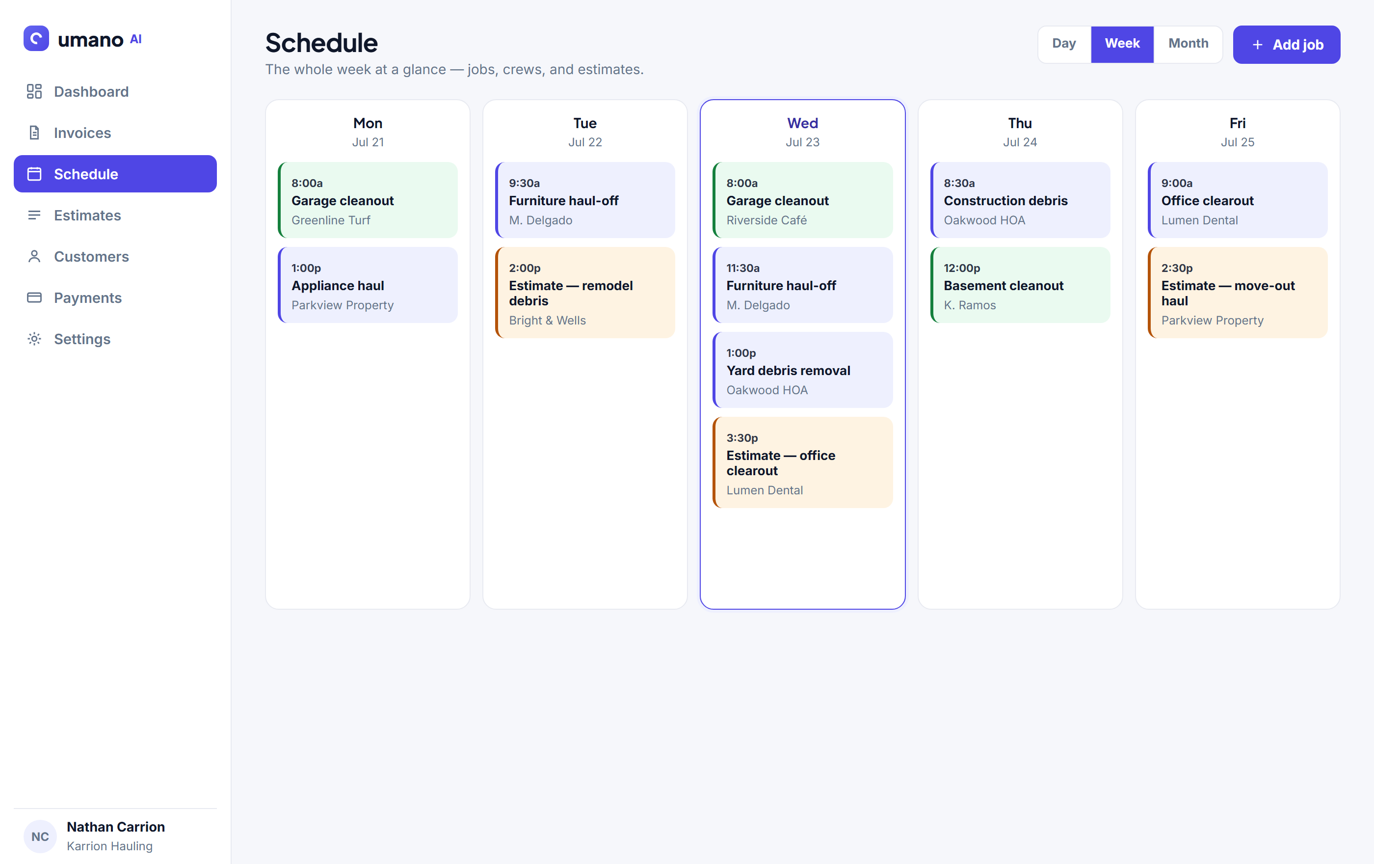 Scheduling in Umano